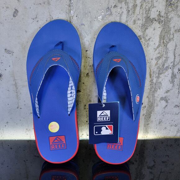 Chicago Cubs REEF Fanning Sandals Men’s Size 13 Red Blue Bottle Opener NEW